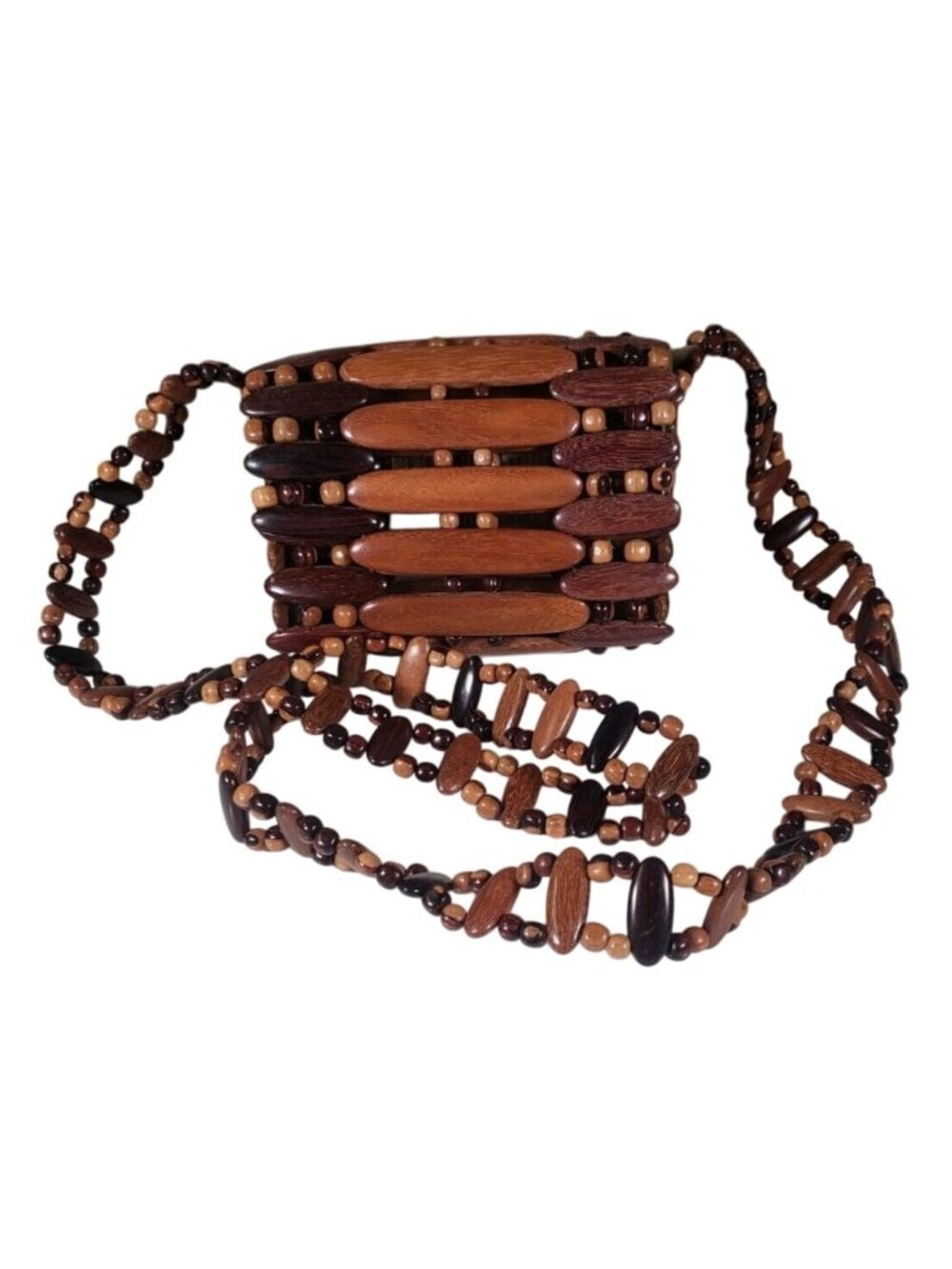 Costa Rican Wood Purse Exotic Rainforest Wood Handmade Shoulder Bag Vintage